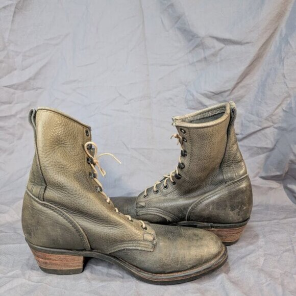 Durango Boots Lace Up Grey Green Leather Men Size 9 - Picture 5 of 8